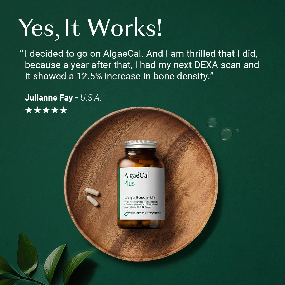 ALGAECAL Plus Calcium Supplement for Bone Density, with D3 K2, 120 Caps